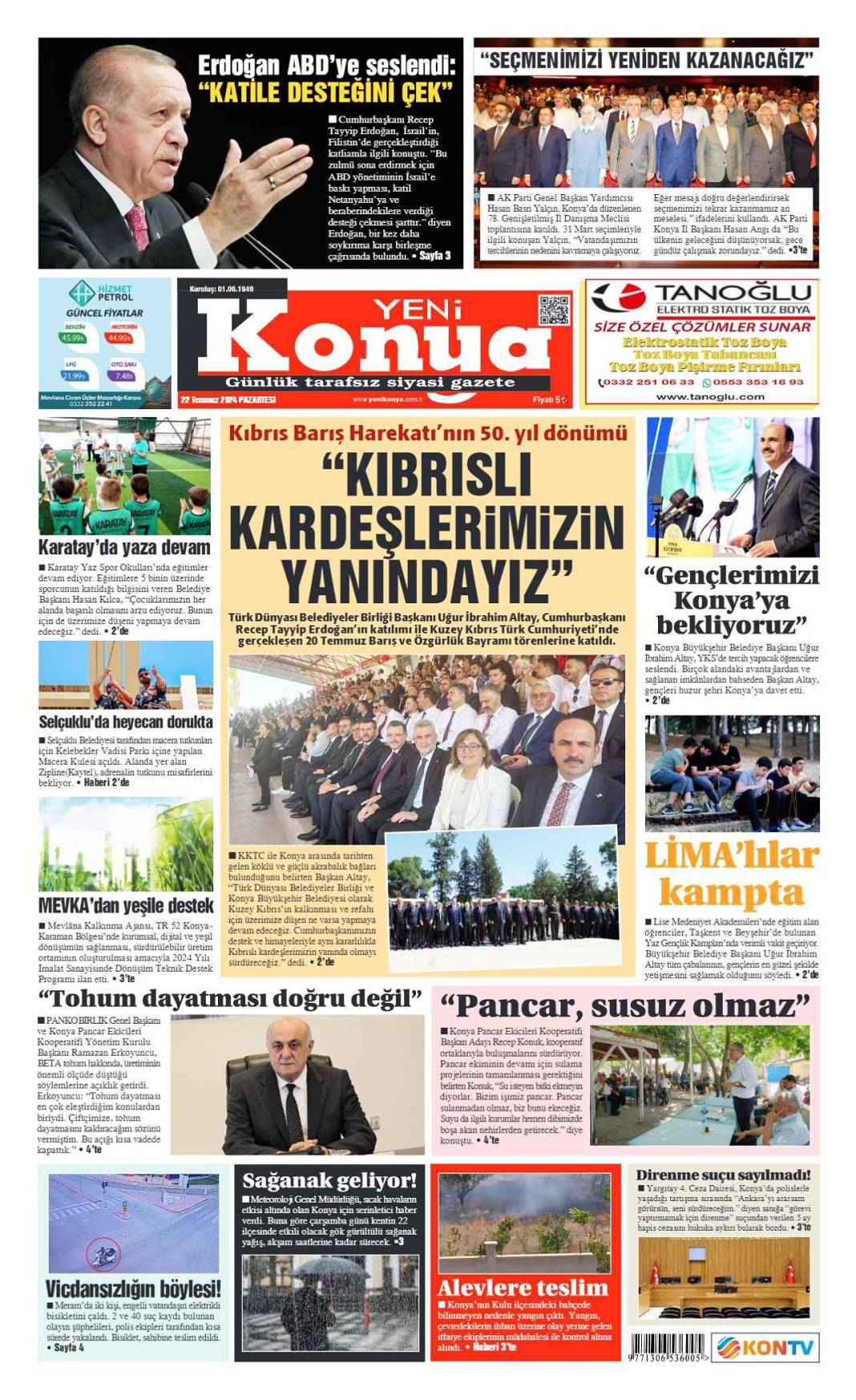 Konya'da günün gazete manşetleri (22 Temmuz 2024) 4