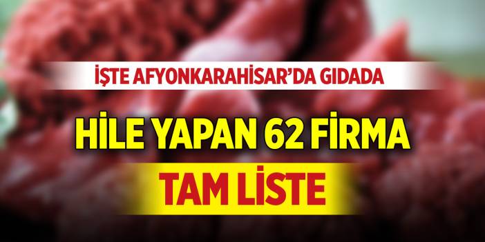 İşte Afyonkarahisar’da gıdada taklit, tağşiş ve hile yapan 62 firma