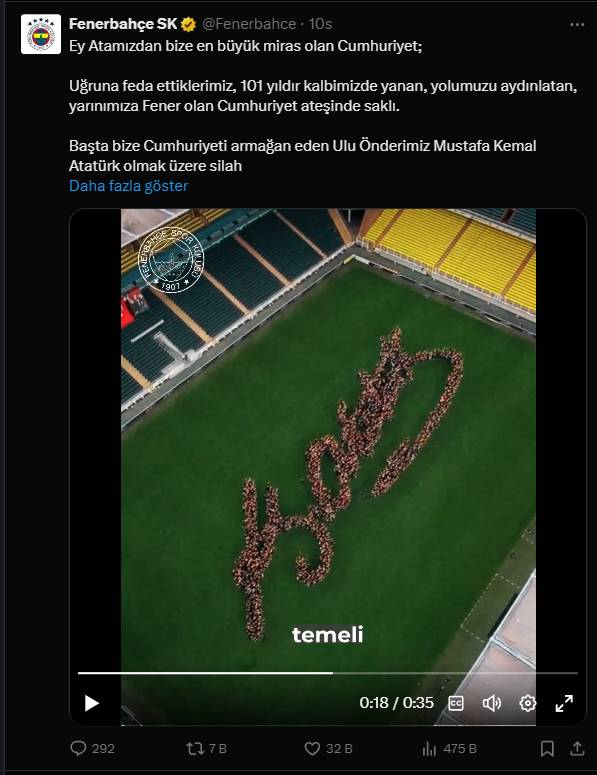 Süper Lig takımlarından 29 Ekim Cumhuriyet Bayramı mesajı! 2