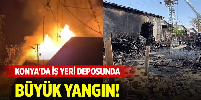 Konya'da iş yeri deposunda yangın