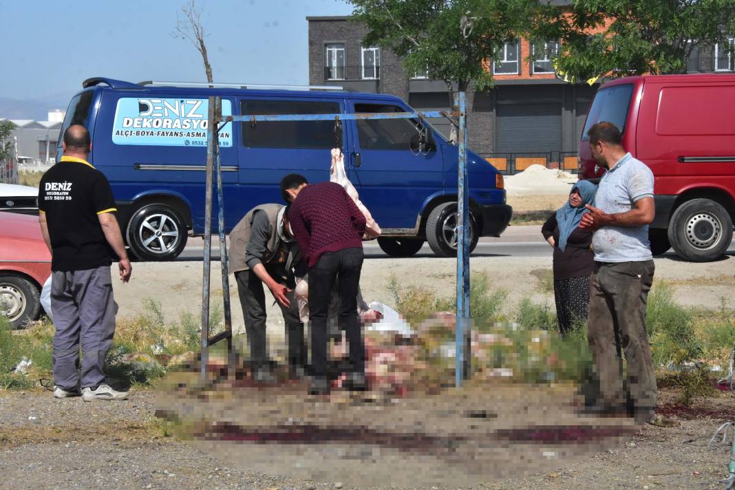 Konya'da izinsiz kurban pazarında, kaçak ve hijyenik olmayan kesim 7