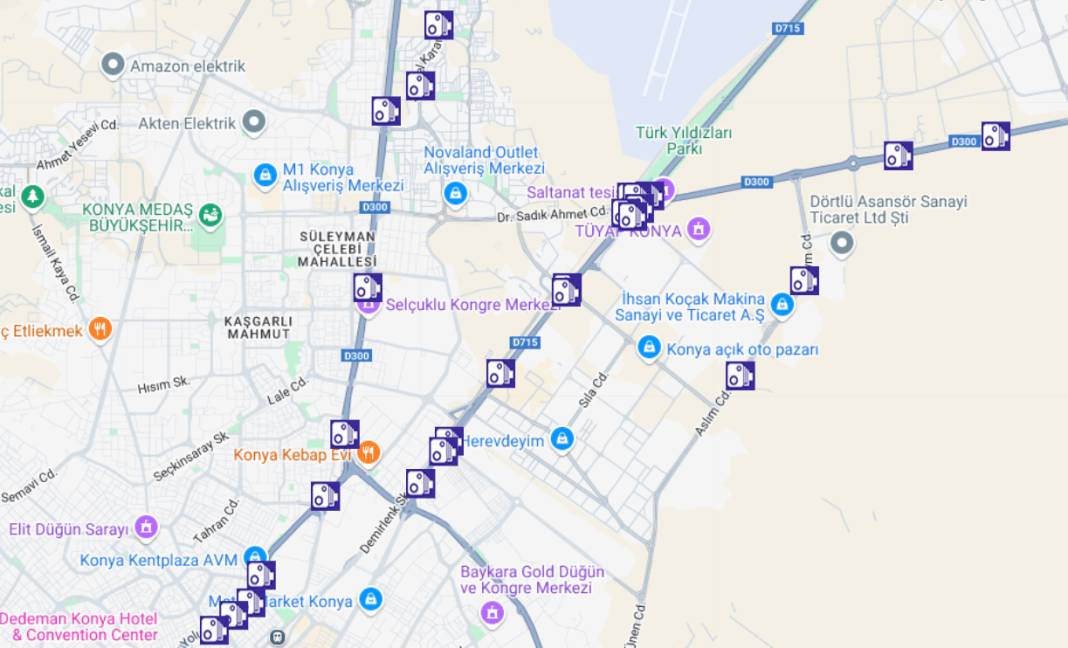 Konya'daki sabit radar ve elektronik denetleme sistemlerinin yerleri 6
