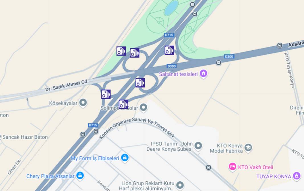 Konya'daki sabit radar ve elektronik denetleme sistemlerinin yerleri 9
