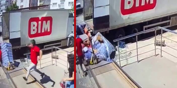 BİM'de feci kaza! Market personeli taşıdığı yükle...