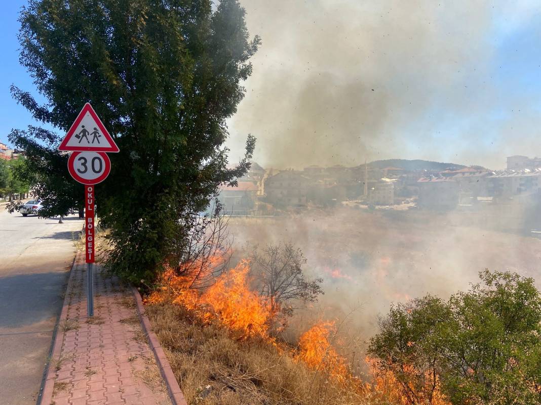Konya'da yangın... Alevler bahçelere ulaşmadan söndürüldü 1