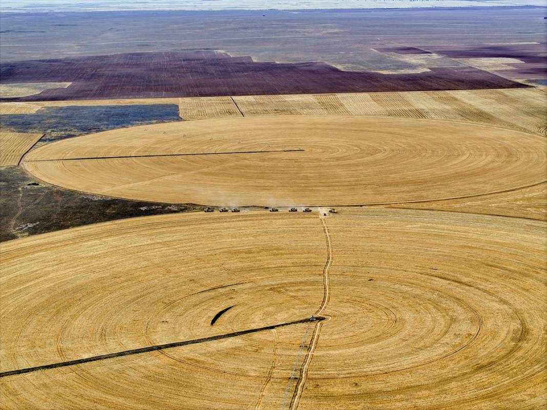 Konya'nın devasa dairesel tarlalarında hasat 5