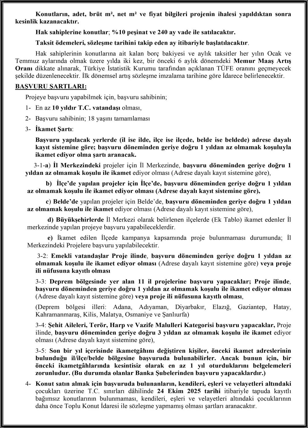 Yüzyılın Konut Projesi başvuru bilgilendirme formu 2