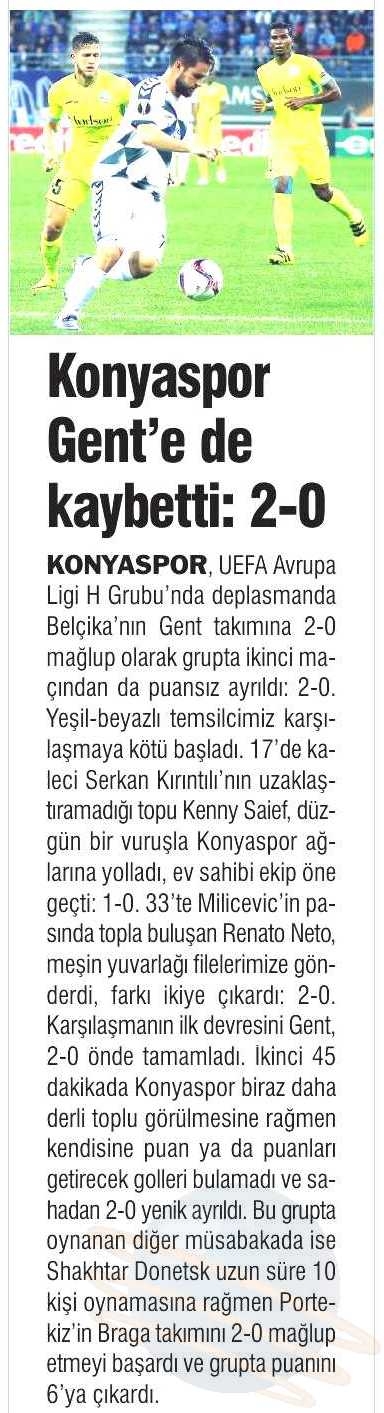 KAA Gent-Atiker Konyaspor maçının basına yansımaları 14