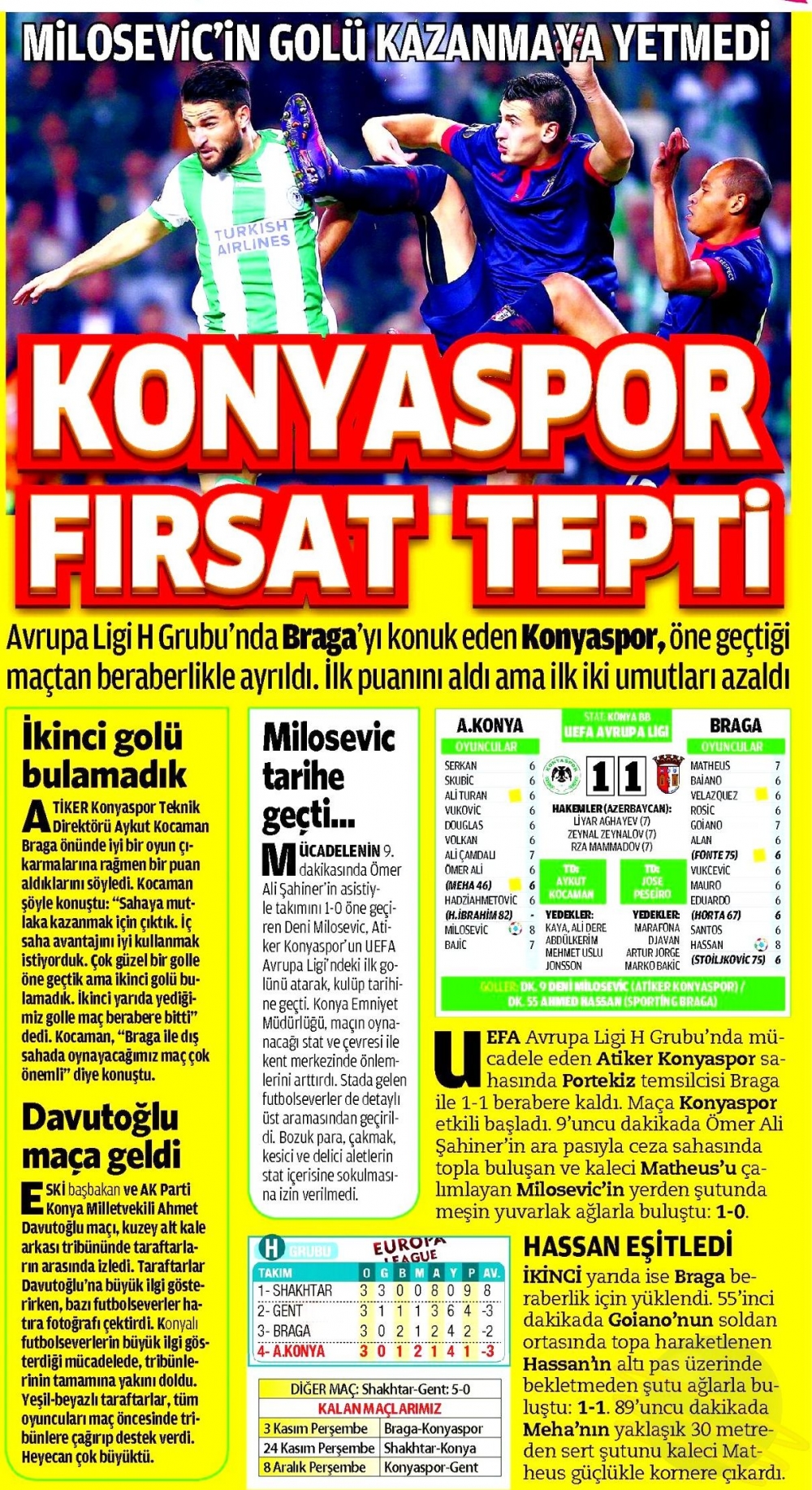 Atiker Konyaspor - SC Braga maçının basına yansımaları 10