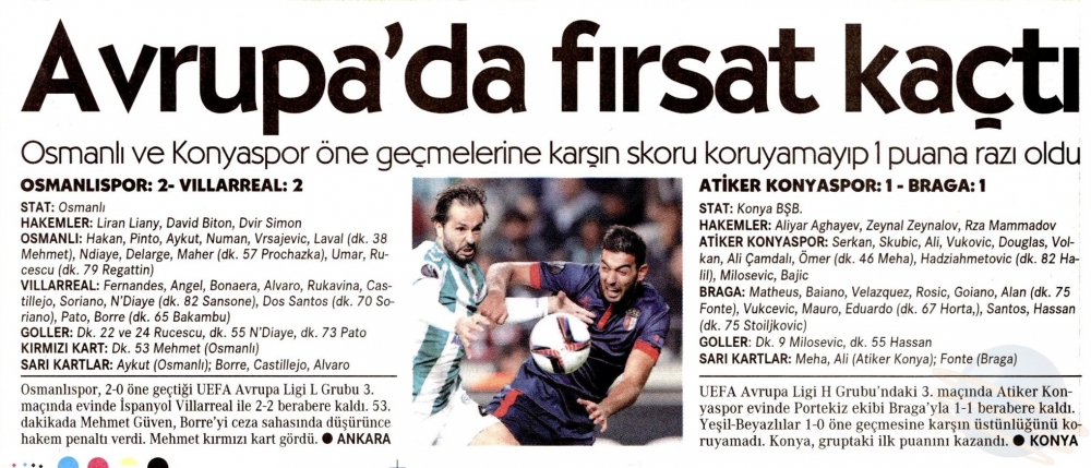 Atiker Konyaspor - SC Braga maçının basına yansımaları 15