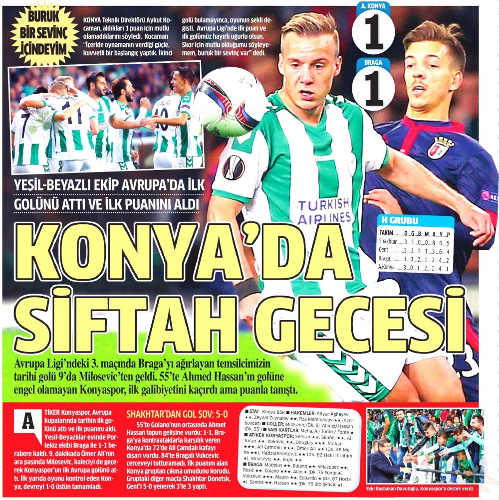 Atiker Konyaspor - SC Braga maçının basına yansımaları 3