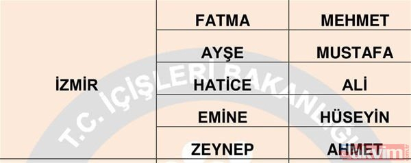Türkiye'de en çok kullanılan isimler belli oldu 27
