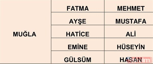 Türkiye'de en çok kullanılan isimler belli oldu 39