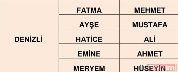 Türkiye'de en çok kullanılan isimler belli oldu 53