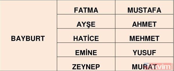 Türkiye'de en çok kullanılan isimler belli oldu 78