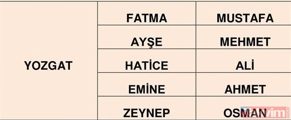 Türkiye'de en çok kullanılan isimler belli oldu 8