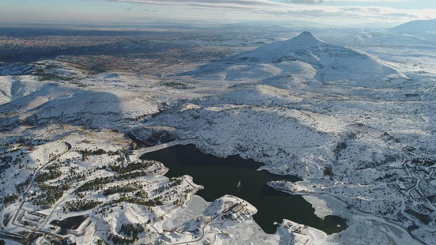 Sille Baraj Parkındaki kar manzarası havadan böyle görüntülendi 4