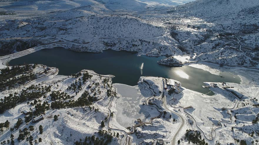 Sille Baraj Parkındaki kar manzarası havadan böyle görüntülendi 8