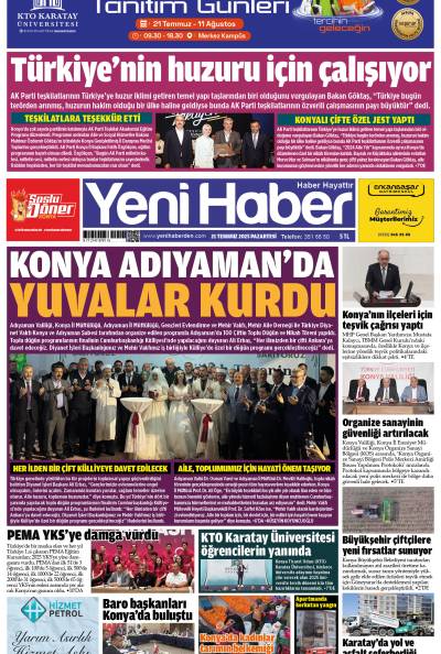 21 Temmuz 2025 Pazartesi