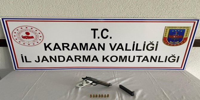 Karaman’da ruhsatsız tabanca ele geçirildi