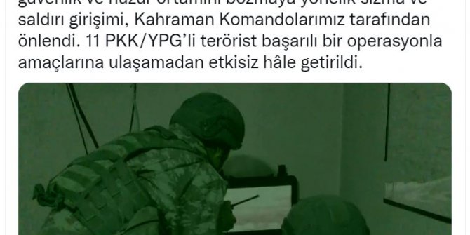 MSB: 11 PKK/YPG'li terörist etkisiz hale getirildi