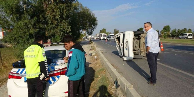 Takla atan ticari araçtan burnu bile kanamadan çıktı