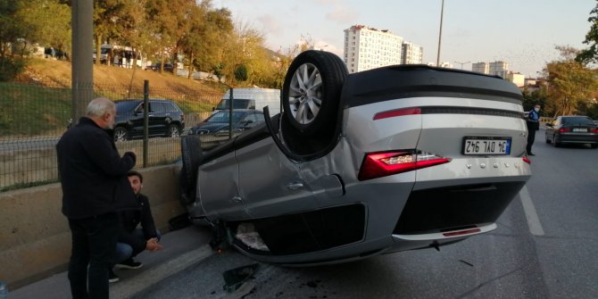 İki otomobilin takla attığı kazada 1 kişi yaralandı