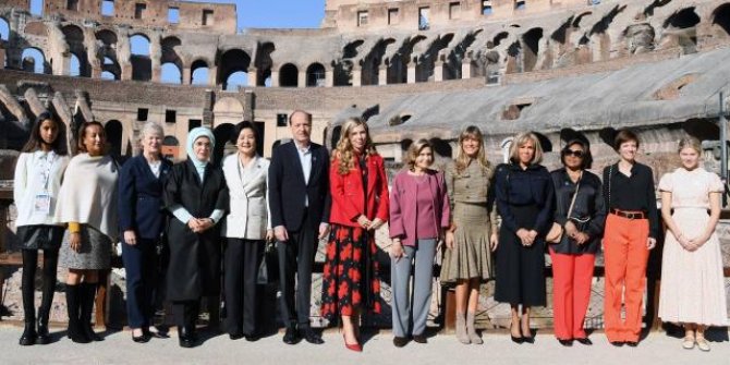 Emine Erdoğan Roma'da lider eşleriyle bir araya geldi