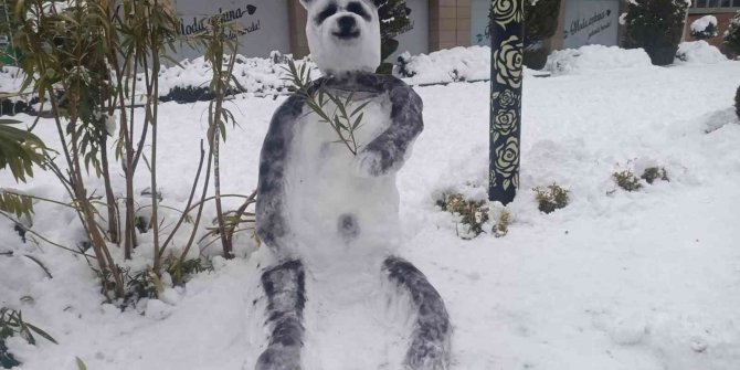 Isparta’da kardan panda görenleri şaşırttı