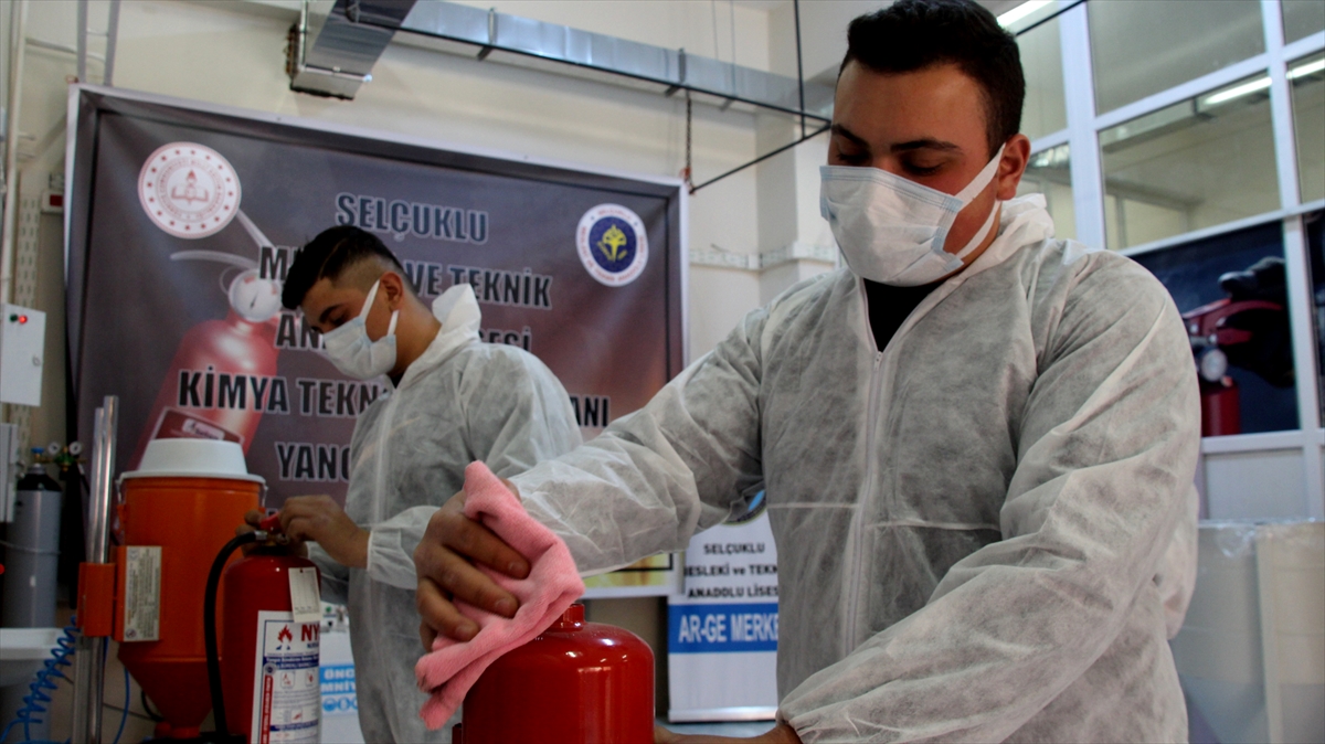 Okulların yangın söndürme tüpünün dolum ve bakımını Konya'daki lise yapacak