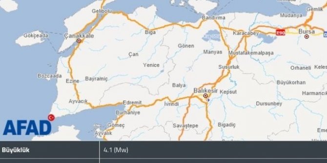 Marmara Denizi’nde 4,1 büyüklüğünde deprem