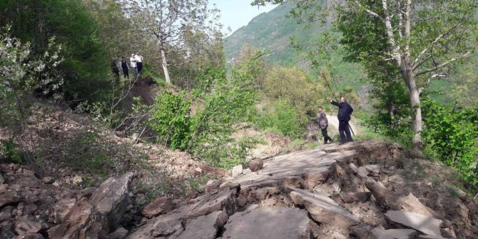 Eriyen kar suları heyelana neden oldu