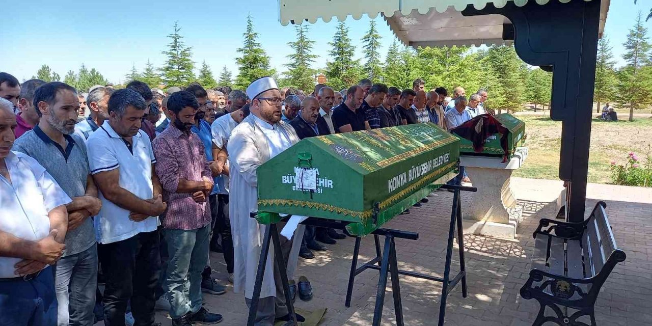 Konya'daki saman tozu kavgasında hayatını kaybeden karı koca son yolculuğuna uğurlandı