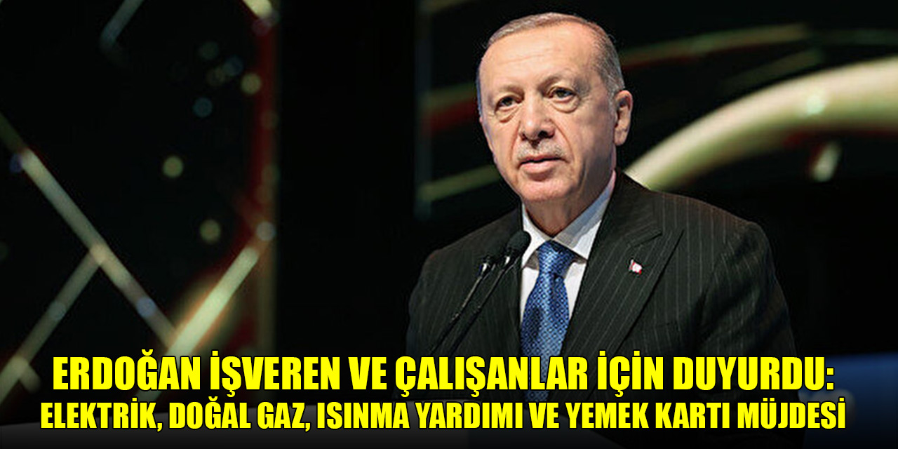 Erdoğan işveren ve çalışanlar için duyurdu: Elektrik, doğal gaz, ısınma yardımı ve yemek kartı müjdesi