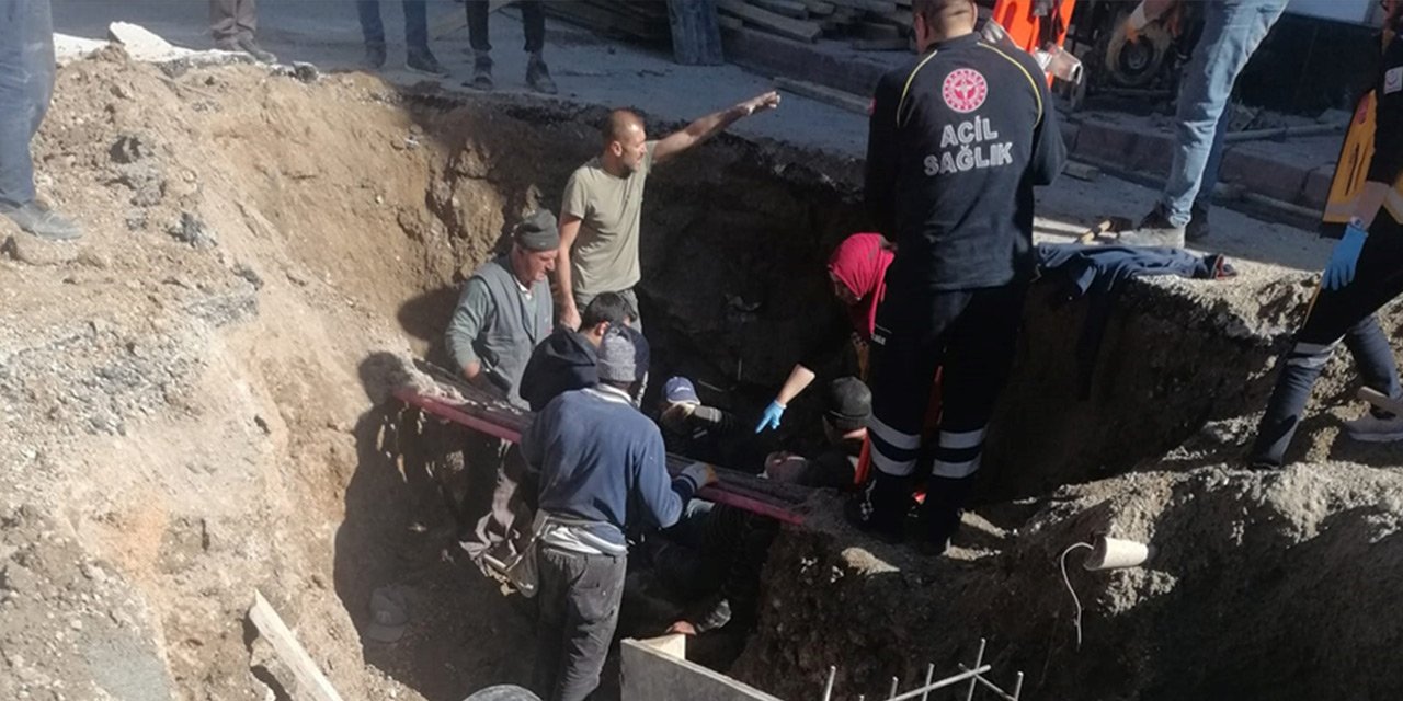 Konya'da  alt yapı çalışması esnasında toprak kayması: 1 yaralı