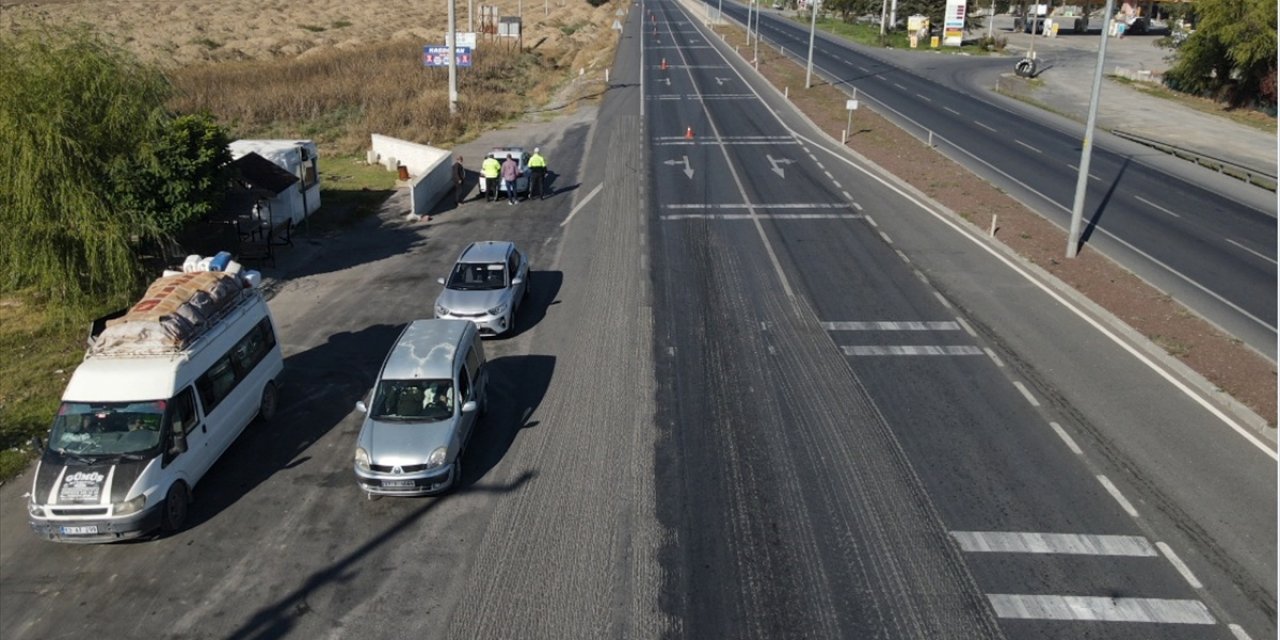 Akşehir'de dronlu trafik denetimi