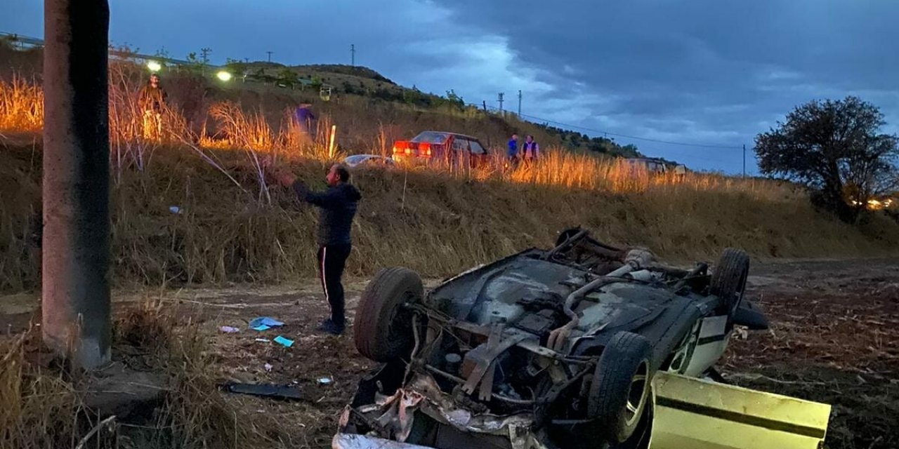 Kontrolden çıkan otomobil şarampole devrildi: 1 ölü, 1 yaralı