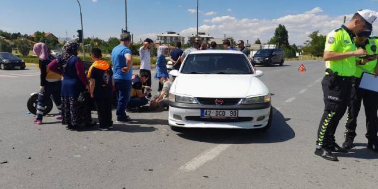 Konya'da otomobil ve motosiklet çarpıştı