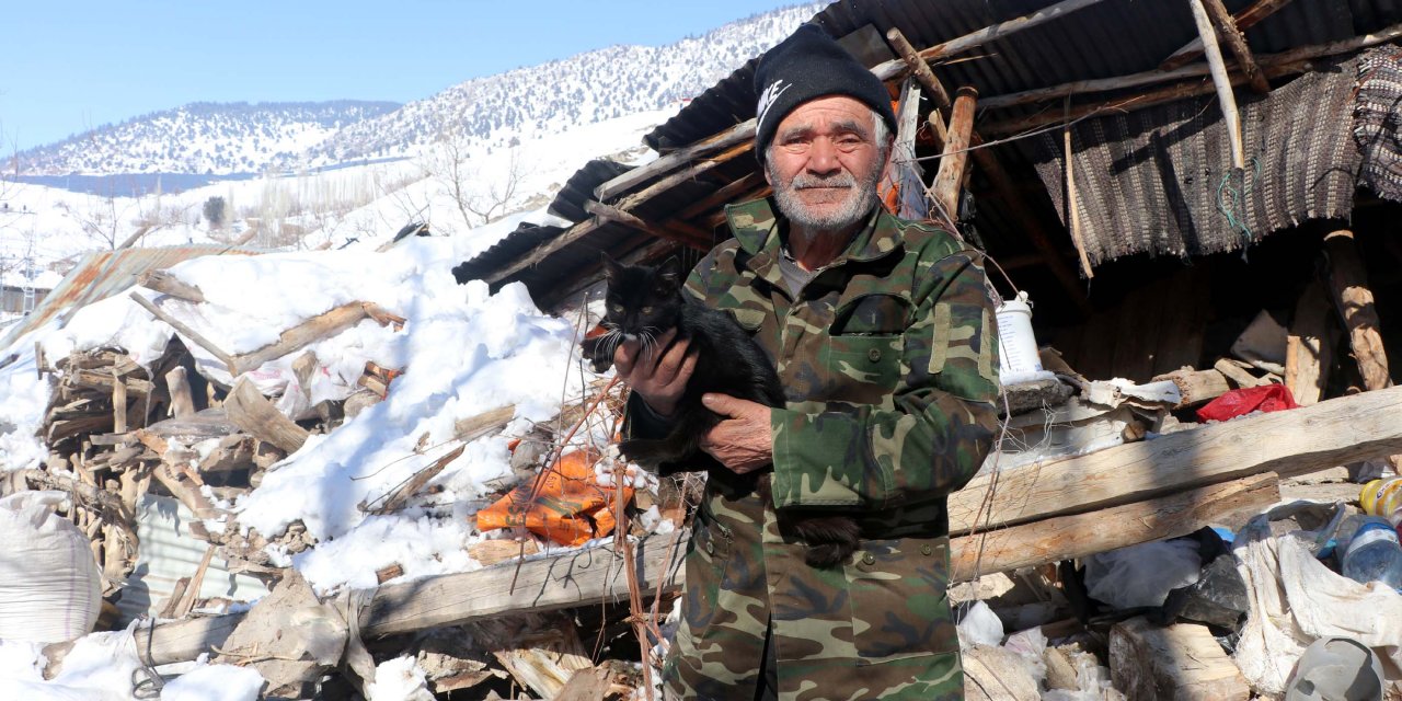 Depremde eşini kaybetti, 4 kedisini kurtardı