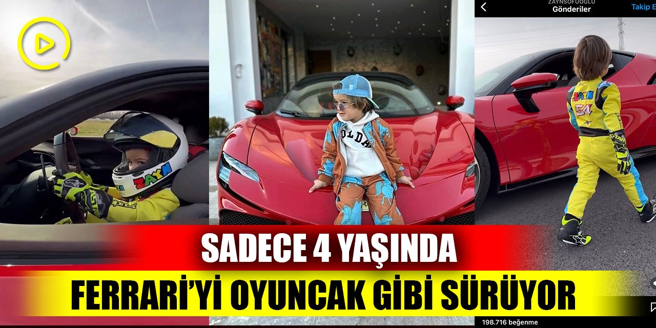 Sadece 4 yaşında; Bin beygirlik Ferrari’yi oyuncak gibi sürüyor