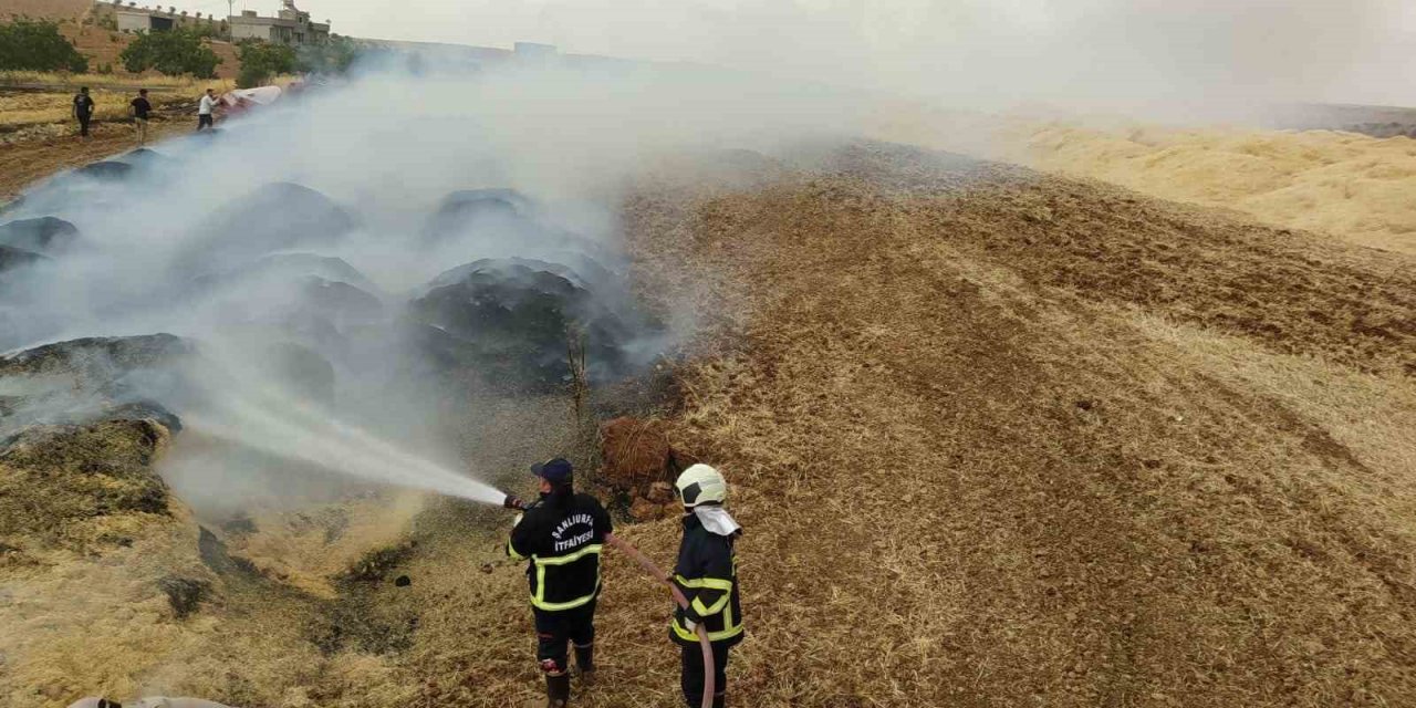 Tarla yangınında 60 ton saman yandı