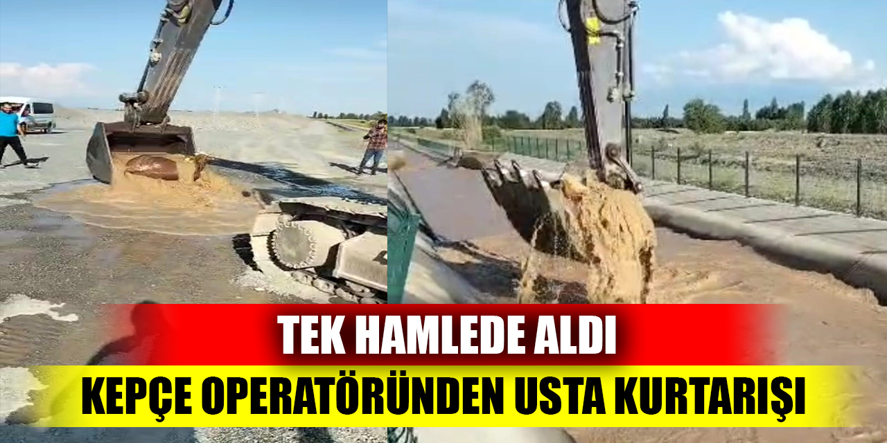 Operatörden alkışlanacak hareket: Su kanalına düşen boğayı kepçeyle kurtardı