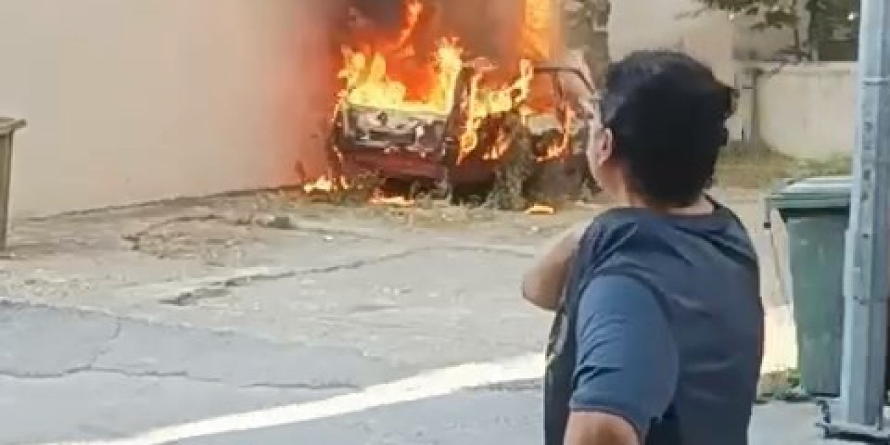 Çocuklar park halindeki aracı yaktı!