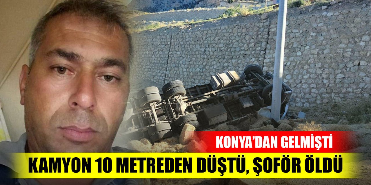 Konya'dan gelmişti! Saman yüklü kamyon 10 metreden düştü, şoför öldü