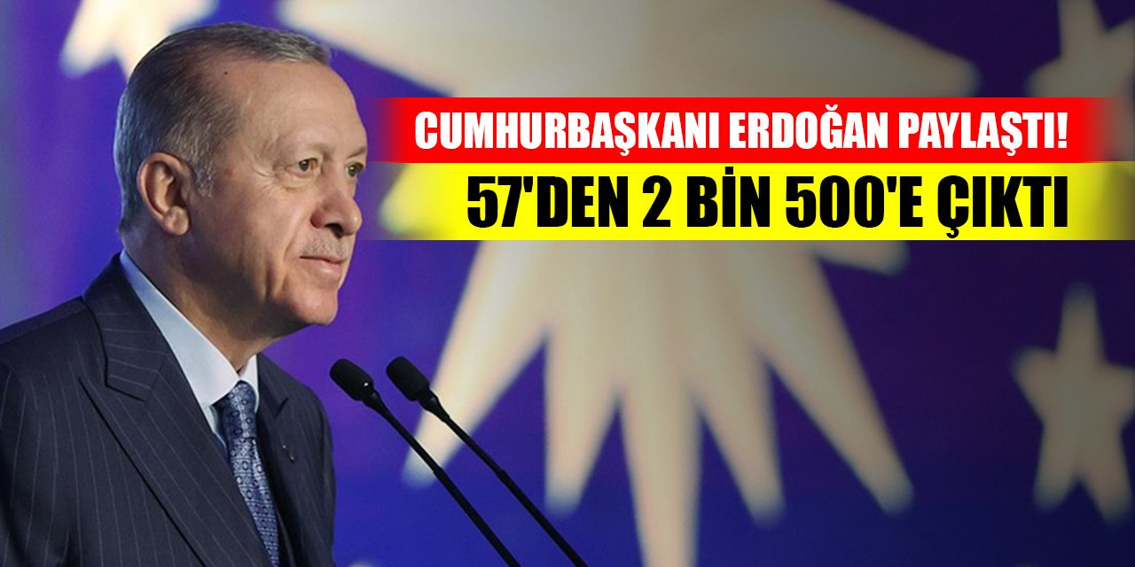 Cumhurbaşkanı Erdoğan paylaştı! 57'den 2 bin 500'e çıktı