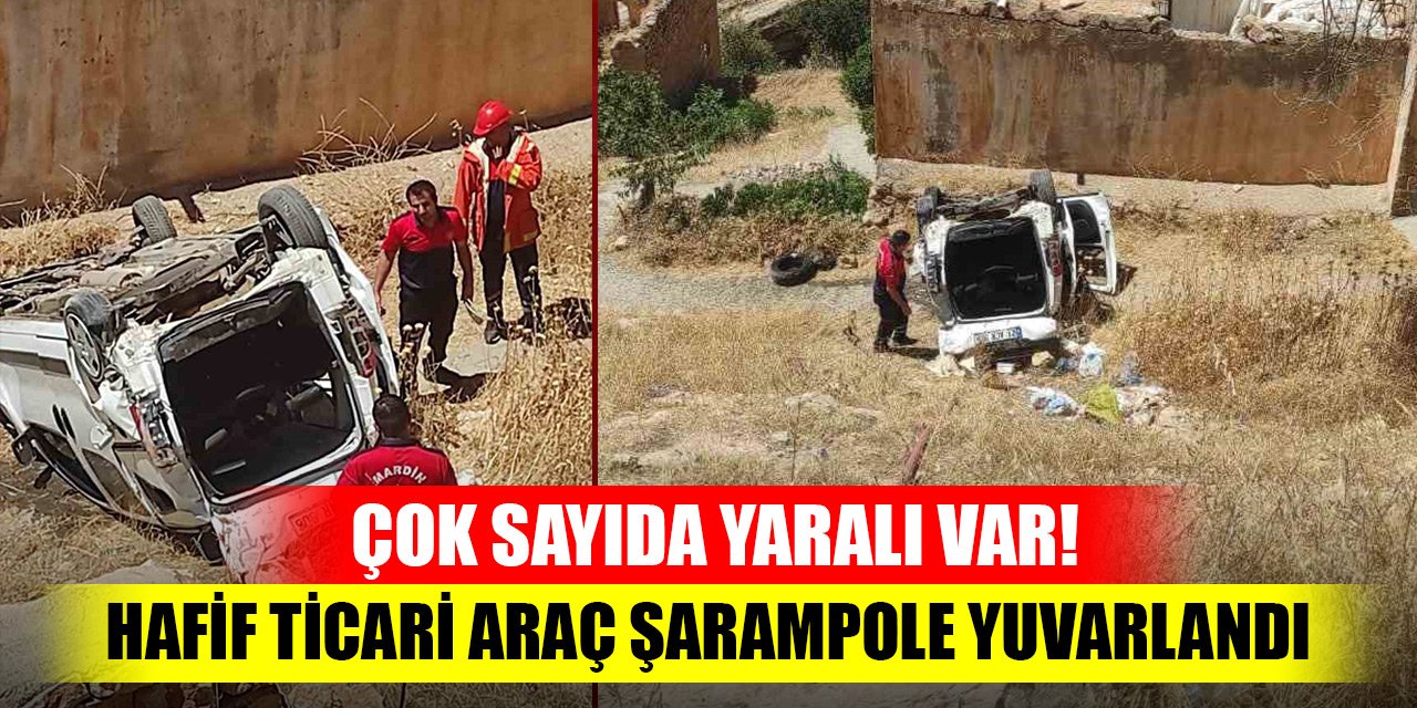 Hafif ticari araç şarampole yuvarlandı! Çok sayıda yaralı var