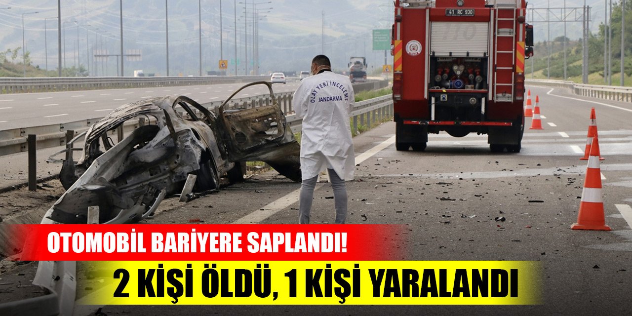 Kuzey Marmara Otoyolunda otomobil bariyere saplandı! 2 kişi öldü, 1 kişi yaralandı