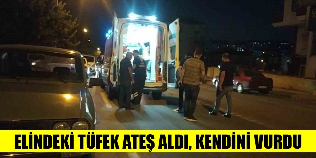 Elindeki tüfek ateş aldı, kendini vurdu