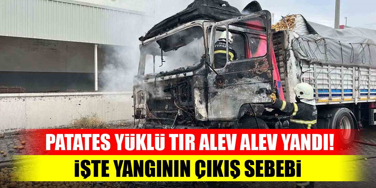 Patates yüklü tır alev alev yandı! İşte yangının çıkış sebebi