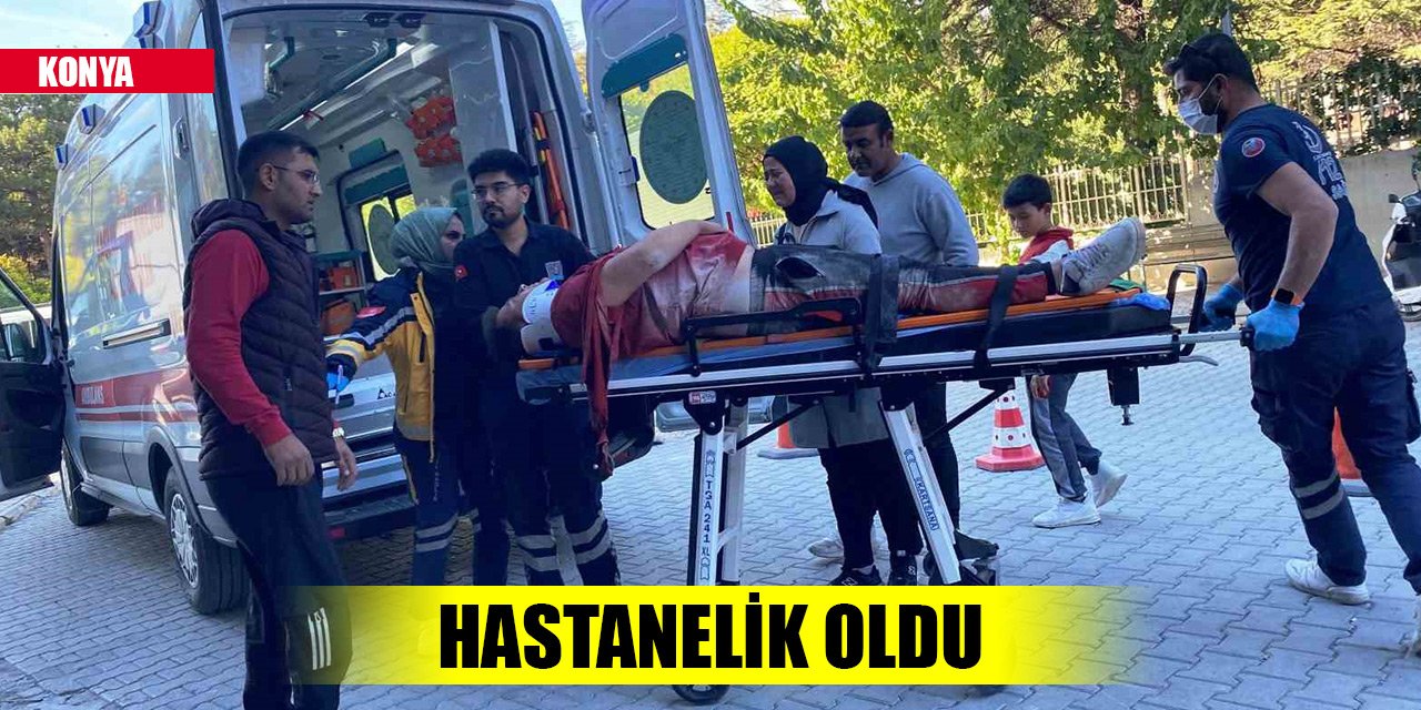 Konya'da bir genç traktörün römorkundan düşüp hastanelik oldu